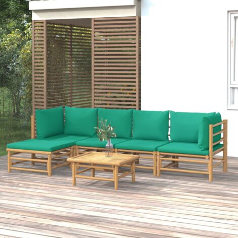 Salon de jardin 6 pcs avec coussins vert bambou vidaXL