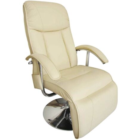 vidaXL Fauteuil de massage blanc crème similicuir (1/4)