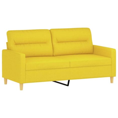 Canapé à 2 places Jaune clair 140 cm Tissu vidaXL (1/6)