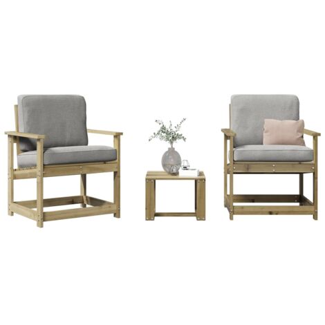 Vidaxl – Salon de jardin 3 pcs en bois de pin imprégné – 2 chaises et 1 table – Résistant à l'eau – Conception à lattes pour éviter l'accumulation d'eau - vidaXL217898 (1/5)