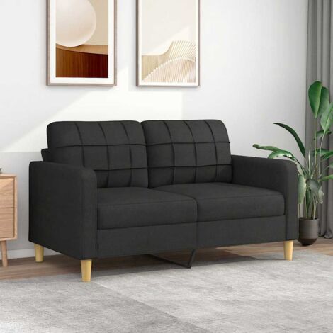 Vidaxl – Canapé d'angle 2 places noir 140 cm – Tissu durable 100% polyester – Cadre métal robuste – Confort optimal avec coussins rembourrés