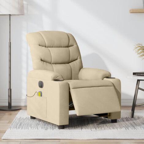 Fauteuil inclinable de massage électrique crème tissu vidaXL