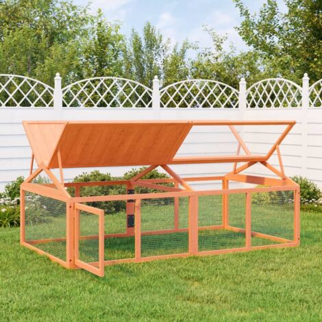 Vidaxl – Enclos pour petits animaux 200x112,5x74 cm – Bois de pin massif – Grillage métallique pour sécurité – Nettoyage facile avec toit à charnières