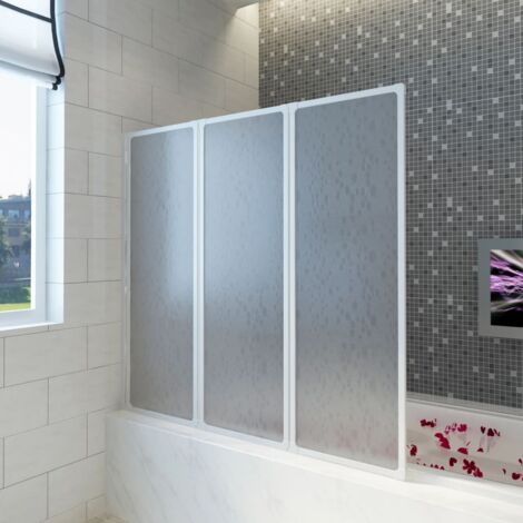 Vidaxl – Pare-baignoire rétractable 3 volets 141 x 132 cm – Aluminium avec surface en caoutchouc – Montage universel gauche/droite