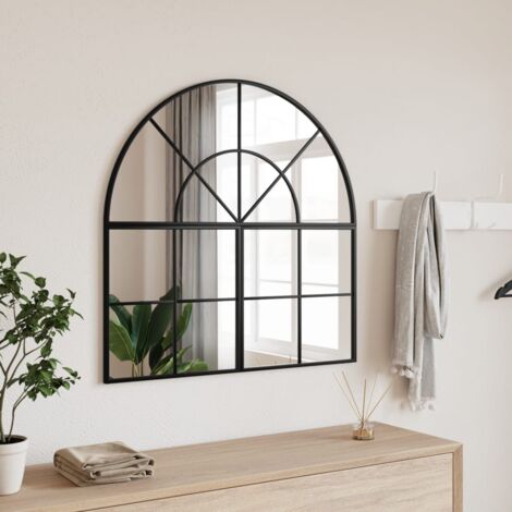 vidaXL Miroir mural noir 80x80 cm arche fer (1/5)