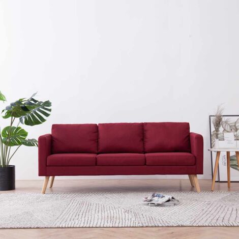Canapé à 3 places Tissu Rouge bordeaux vidaXL