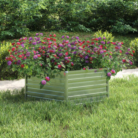 Vidaxl – Lit surélevé de jardin 129x45 cm – Acier galvanisé résistant aux intempéries – Fond ouvert pour drainage optimal – Pour fleurs et légumes
