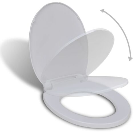 Vidaxl – Abattant WC ovale blanc à fermeture douce – Polypropylène robuste – Dimensions 46 x 34 cm – Fixation ajustable 110-170 mm