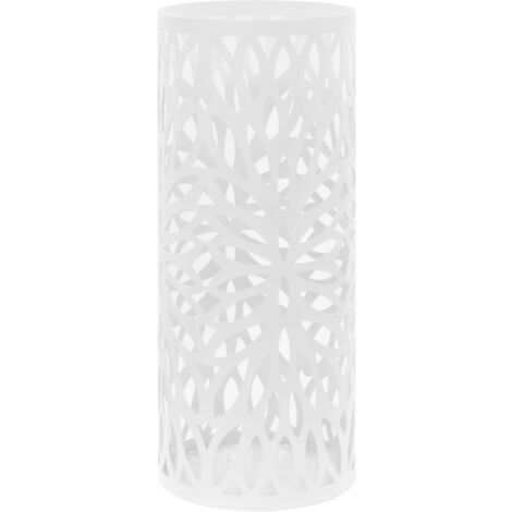 Porte-parapluie Feuilles Acier Blanc vidaXL
