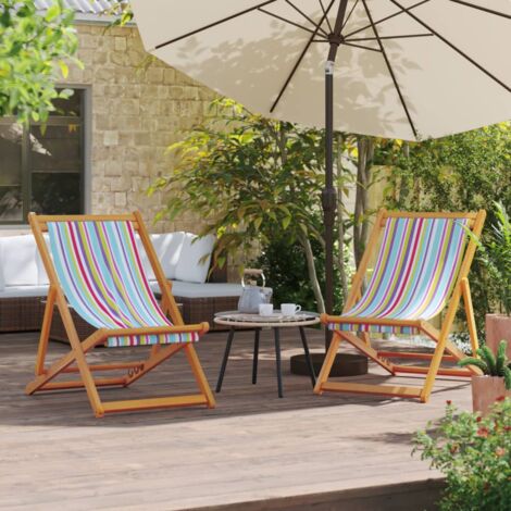 Chaises de plage pliables lot de 2 multicolore tissu vidaXL