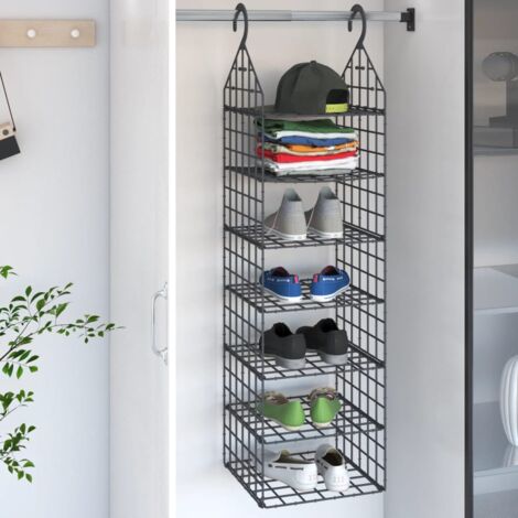 Vidaxl – Organisateur de placard suspendu 7 étagères – Design ouvert pour un accès facile – Rangement optimisé pour dressing