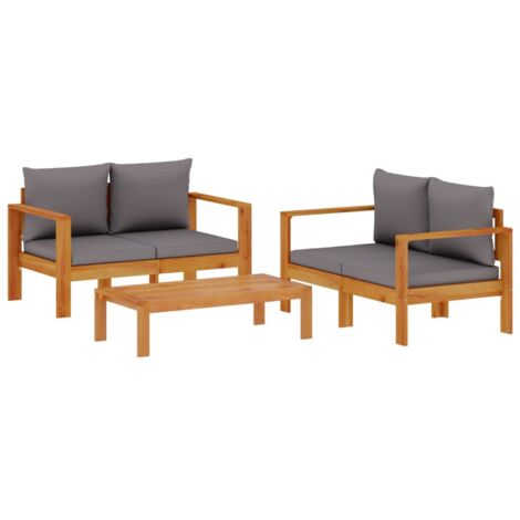 vidaXL Salon de jardin avec coussins 3 pcs bois massif d'acacia (1/5)