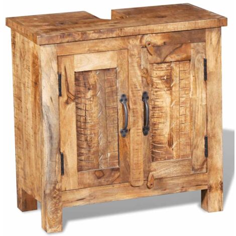 vidaXL Meuble de salle de bain avec miroir Bois massif de manguier