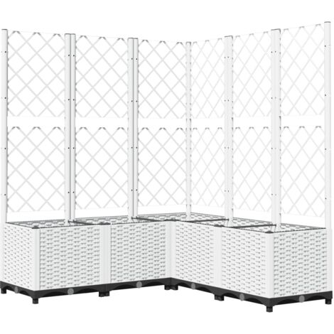 vidaXL Jardinière avec treillis Blanc 120x120x136 cm PP (1/6)