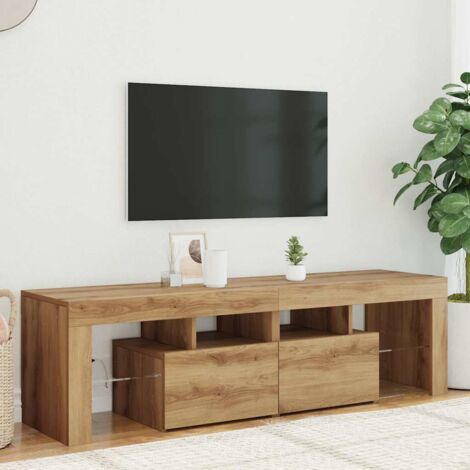 Vidaxl – Meuble TV avec lumières LED RVB – Bois d'ingénierie – Dimensions 140x36,5x40 cm – Espace de rangement pratique
