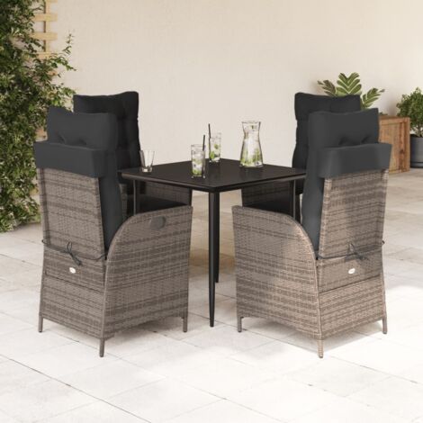 vidaXL Ensemble à manger de jardin 5 pcs coussins gris résine tressée (1/5)