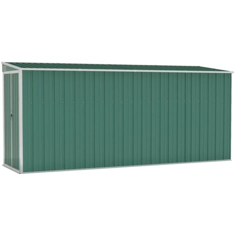 Vidaxl – Abri de jardin mural en acier galvanisé 118x382x178 cm – Protection contre intempéries – Double porte avant – Évacuation eau de pluie (1/6)