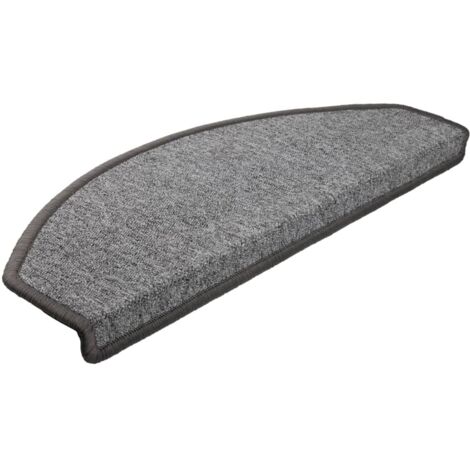 Tapis d'escalier 10 pièces 65 x 24 x 4 cm Gris foncé Demi-rond Grand vidaXL