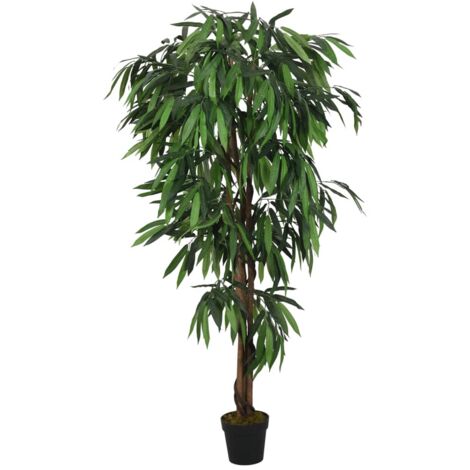 Vidaxl – Manguier artificiel 200 cm – 1050 feuilles en fibre textile – Tronc en bois pour aspect naturel – Pot en plastique inclus