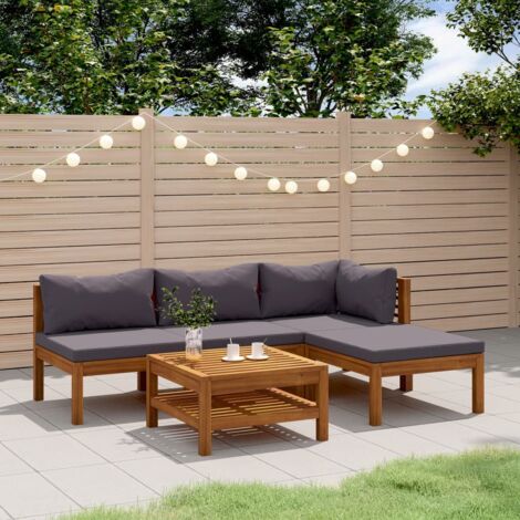 Salon de jardin 5 pcs avec coussin Bois d'acacia solide vidaXL
