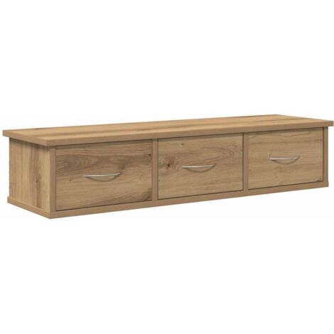 Vidaxl – Étagère murale chêne artisanal 88x26x18,5 cm – Bois d'ingénierie – 3 tiroirs – Charge maximale 50 kg – Assemblage requis