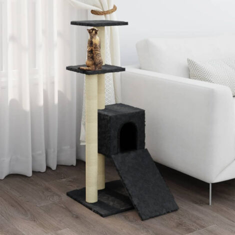 vidaXL Arbre à chat avec griffoirs en sisal Gris foncé 92 cm (1/5)