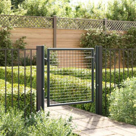 Vidaxl – Portail grillagé en acier galvanisé 100 x 75 cm – Couleur anthracite – Poteaux de 48 mm – Installation facile avec charnières à boulons