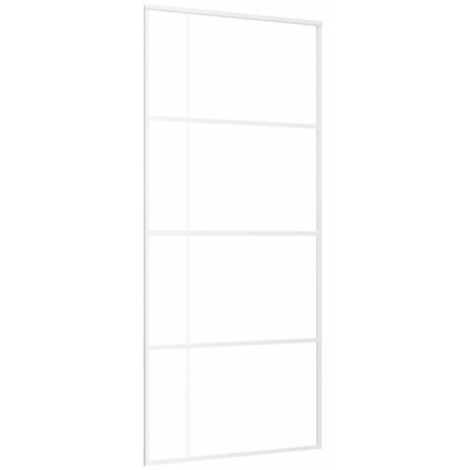 Porte coulissante Verre ESG et aluminium 90x205 cm Blanc vidaXL