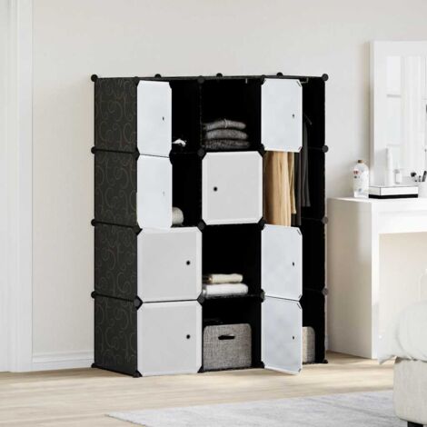 vidaXL Armoire modulaire 9 compartiments noir et blanc 109x36,5x143 cm (1/5)
