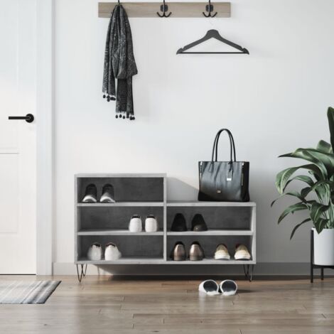 vidaXL Armoire à chaussures Gris béton 102x36x60 cm Bois d'ingénierie (1/5)