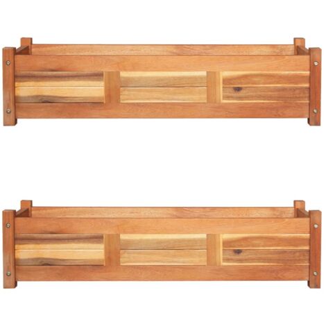 Vidaxl – Lot de 2 lits surélevés en bois d'acacia 100x30x25 cm – Design rectangulaire pour balcon et terrasse – Finition à l'huile naturelle