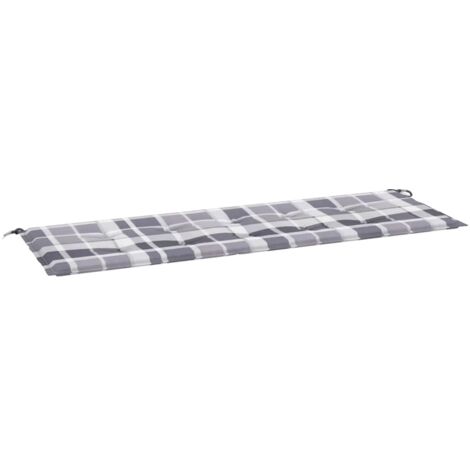vidaXL Coussin de banc de jardin motif à carreaux gris 150x50x4 cm