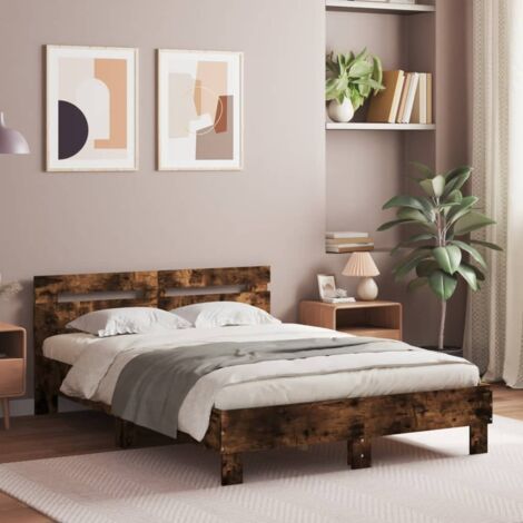 Cadre de lit sans matelas chêne fumé 135x190 cm vidaXL