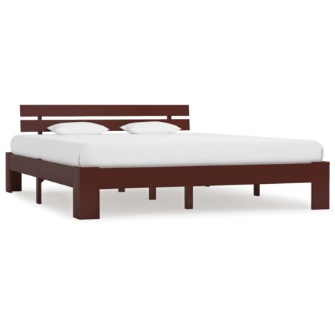 Vidaxl – Cadre de lit en pin massif 160x200 cm – Structure robuste – Couleur marron foncé – Facile à assembler