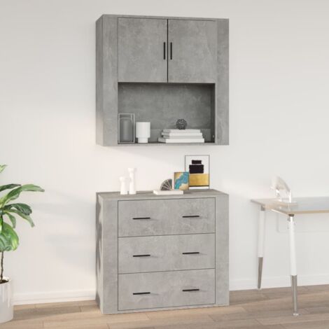 vidaXL Wall Cabinet Concrete Grey 80x33x80 cm Engineered Wood