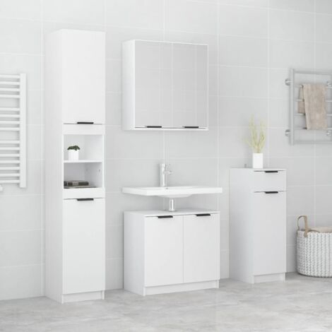 vidaXL Meubles de salle de bain 4 pcs Blanc Bois d'ingénierie (1/5)