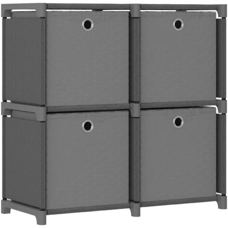 vidaXL Étagère à 4 cubes avec boîtes Gris 69x30x72,5 cm Tissu (1/6)
