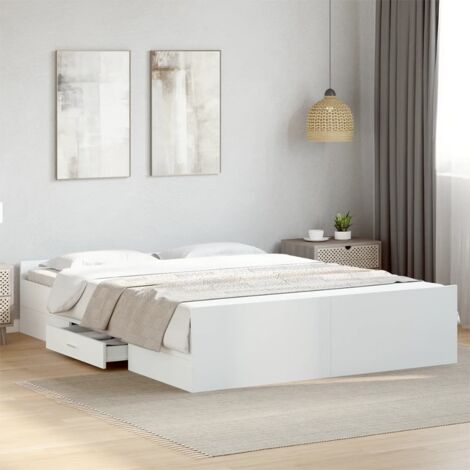 Cadre de lit avec tiroirs sans matelas blanc 150x200 cm vidaXL (1/5)