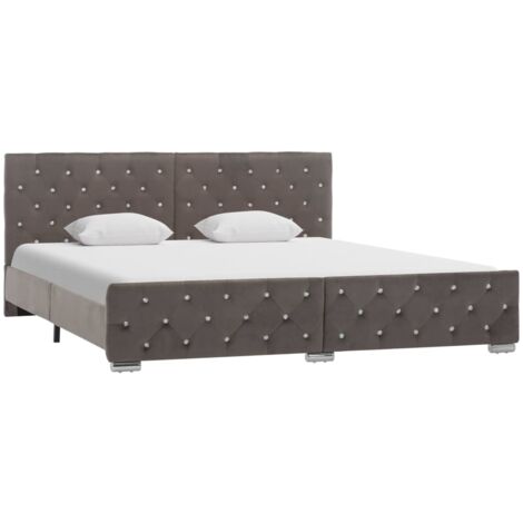 Vidaxl – Cadre de lit gris velours 180x200 cm – Structure robuste en bois et acier – Hauteur de couchage 27,5 cm – Assemblage facile (1/5)