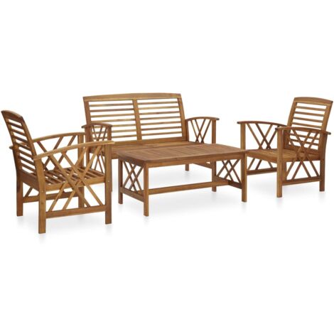 Vidaxl – Salon de jardin 4 pcs – Ensemble repas en bois d'acacia massif – 2 chaises et 1 banc – Dimensions 102x50x43 cm – Finition à l'huile