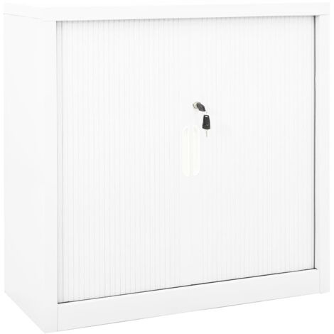 Vidaxl – Armoire à portes coulissantes blanc 90x40x90 cm – Acier robuste – 2 étagères réglables – Avec serrure – Pour espaces confinés