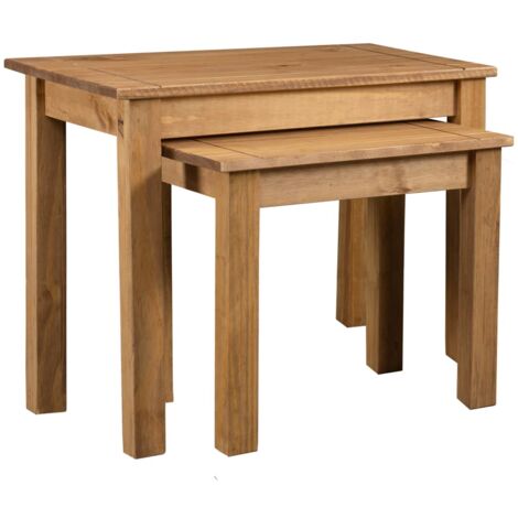 Vidaxl – Tables gigognes 2 pcs en bois de pin massif – Dimensions grande 56x40x53,5 cm – Dimensions petite 43x35,5x42,5 cm – Surface laquée