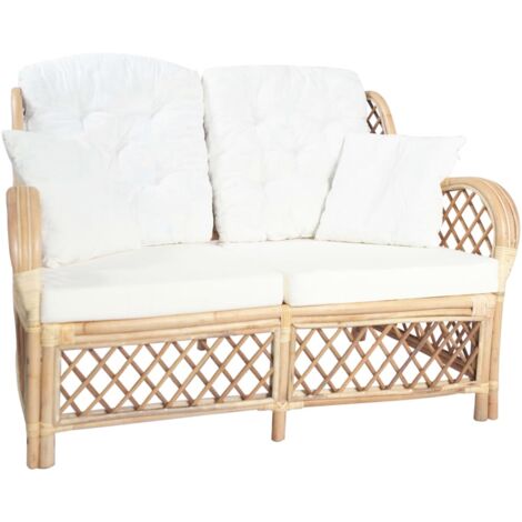 Vidaxl – Canapé droit 2 places en rotin avec coussins – Dimensions 125x81x88cm – Confort optimal pour intérieur – Assemblage requis