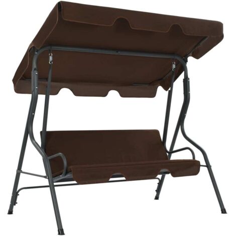 Vidaxl – Balancelle de jardin café 170 x 110 x 153 cm – Cadre en acier enduit de poudre – Tissu polyester résistant à l'eau – Capacité 250 kg