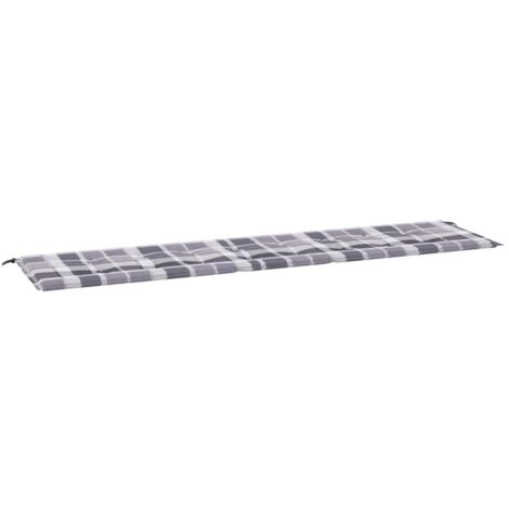 Coussin de banc de jardin motif à carreaux gris 200x50x4 cm vidaXL