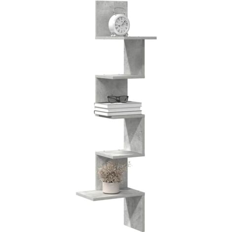 vidaXL Wall Corner Shelf Concrete Grey 32x32x127,5 cm Engineered Wood