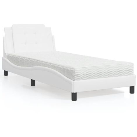 vidaXL Cadre de lit sans matelas Zadar blanc 90x190 cm similicuir (1/5)