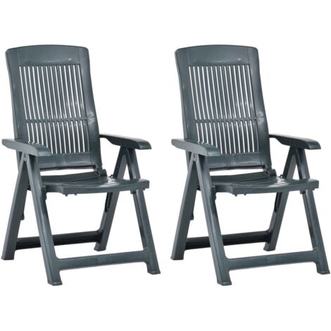 Vidaxl – Fauteuil de jardin pliant inclinable 2 pcs en plastique vert – Résistant aux intempéries – Dossier réglable – Léger et facile à déplacer