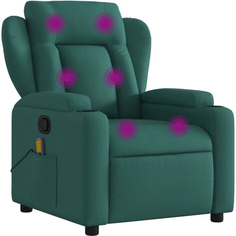 Fauteuil de massage inclinable Vert foncé Tissu vidaXL