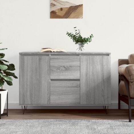 Vidaxl – Buffet sonoma gris 104x35x70 cm – Bois d'ingénierie facile à nettoyer – Pieds en fer pour robustesse et stabilité